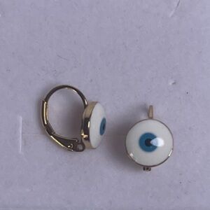 Chic Gold and Blue Evil Eye Earrings 18K Waterproof